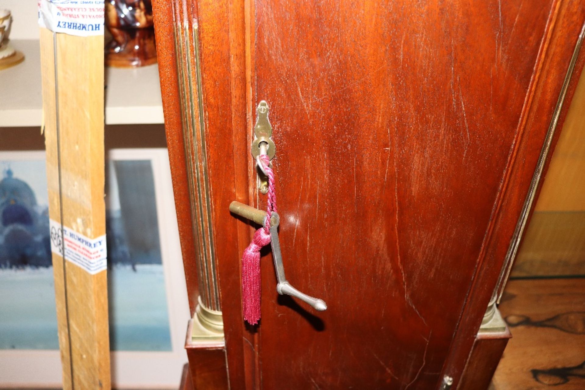 An impressive mahogany and brass mounted long case clock, having arched hood surmounted by - Image 3 of 6