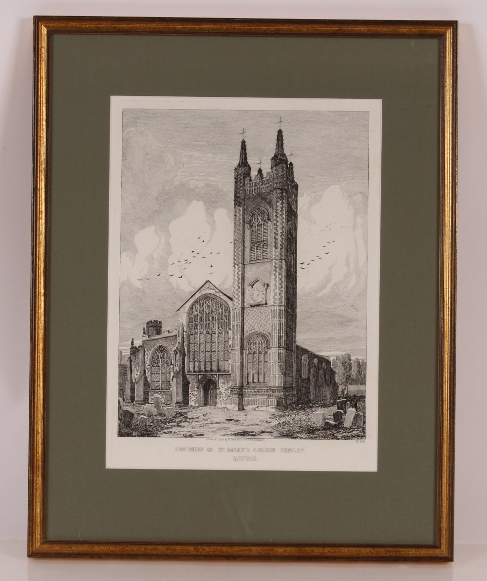 Henry Davy, three etchings depicting "The North West View of St. Mary's Church, Bungay"; "The - Image 2 of 6