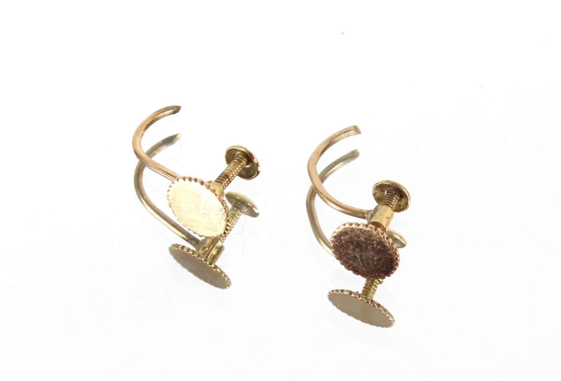 Two pairs of 9ct gold ear-rings; and a pair of ear-ring backs, 9.5gms total weight - Image 2 of 3