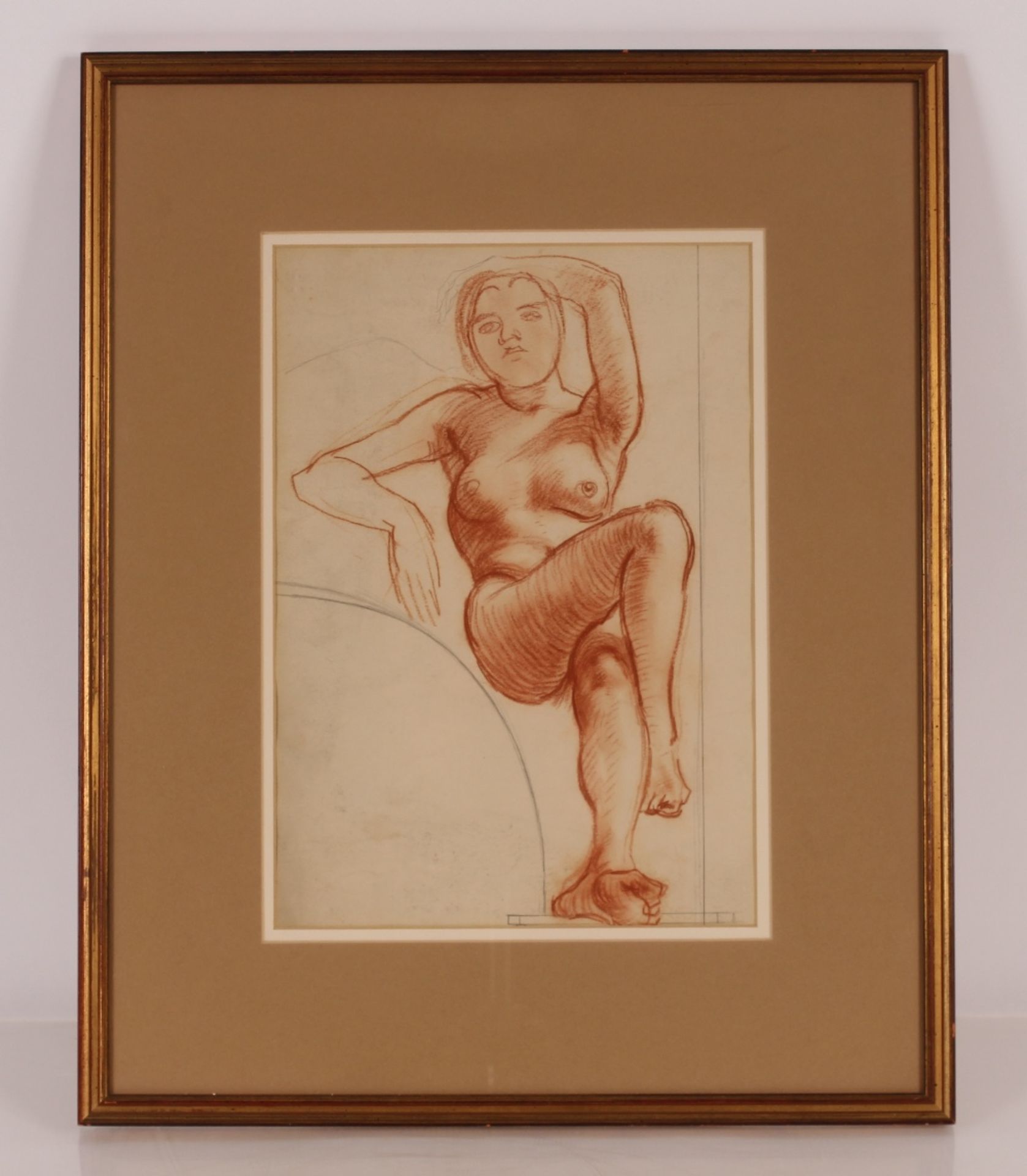 20th Century school, portrait study of a reclining nude woman, unsigned 34cm x 24cm - Image 2 of 4