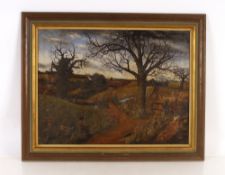 Sidney Clover, winter landscape, oil on canvas signed bottom left, dated 1939, label verso "The