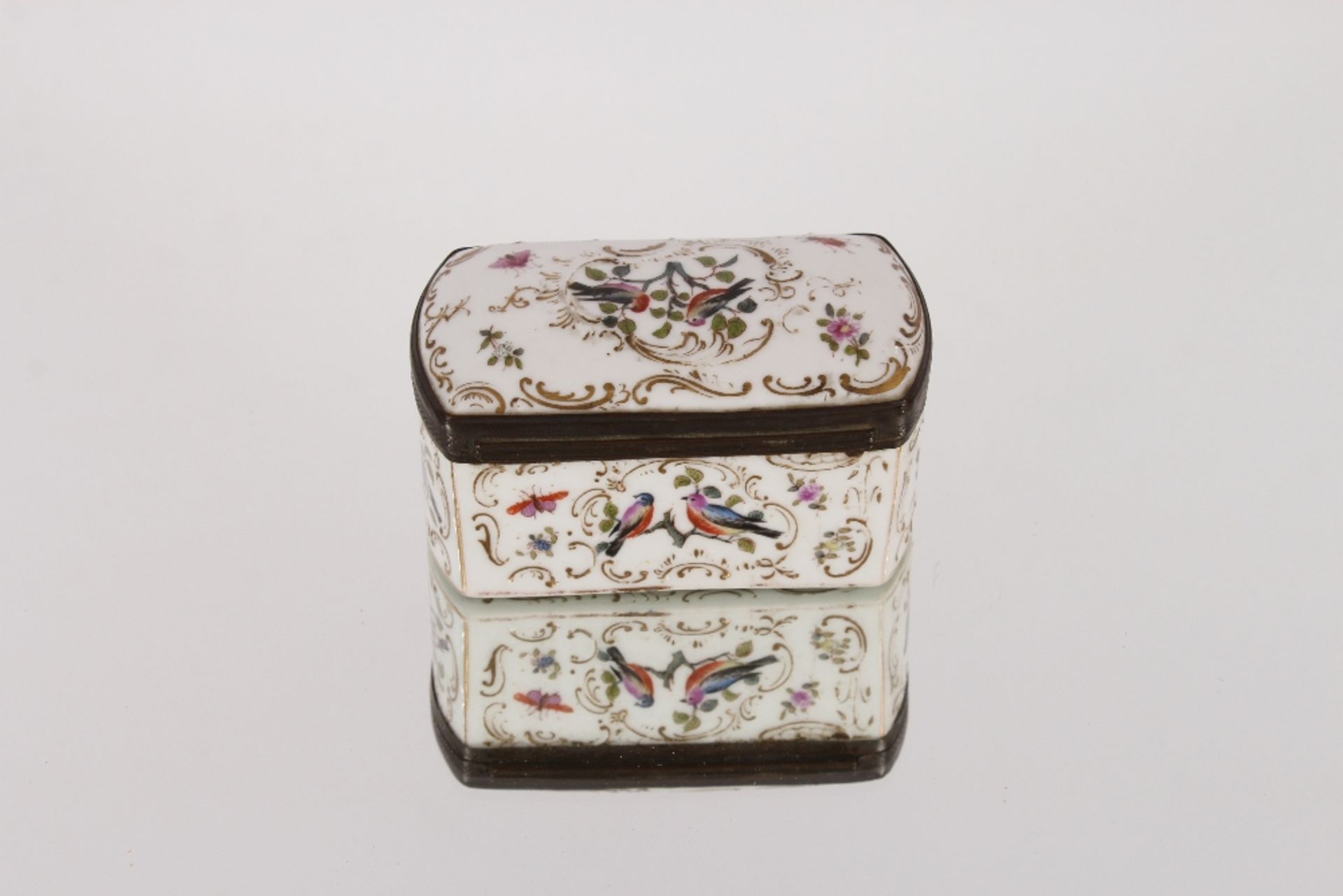 A 19th Century enamel box, with hinged lid, all over bird and flower decoration, 9cm - Image 3 of 4