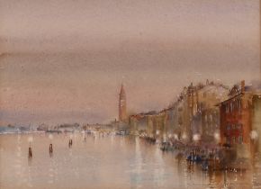 Ian Armour-Chelu, watercolour "Venice At Night", pencil signed, 20cm x 26.5cm