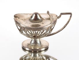 A George V silver mustard pot, retailed by The Goldsmiths & Silversmiths Company London 1920 (blue