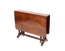 A mid-Victorian mahogany Sutherland tea table, the deep drop leaves raised on fluted columns and