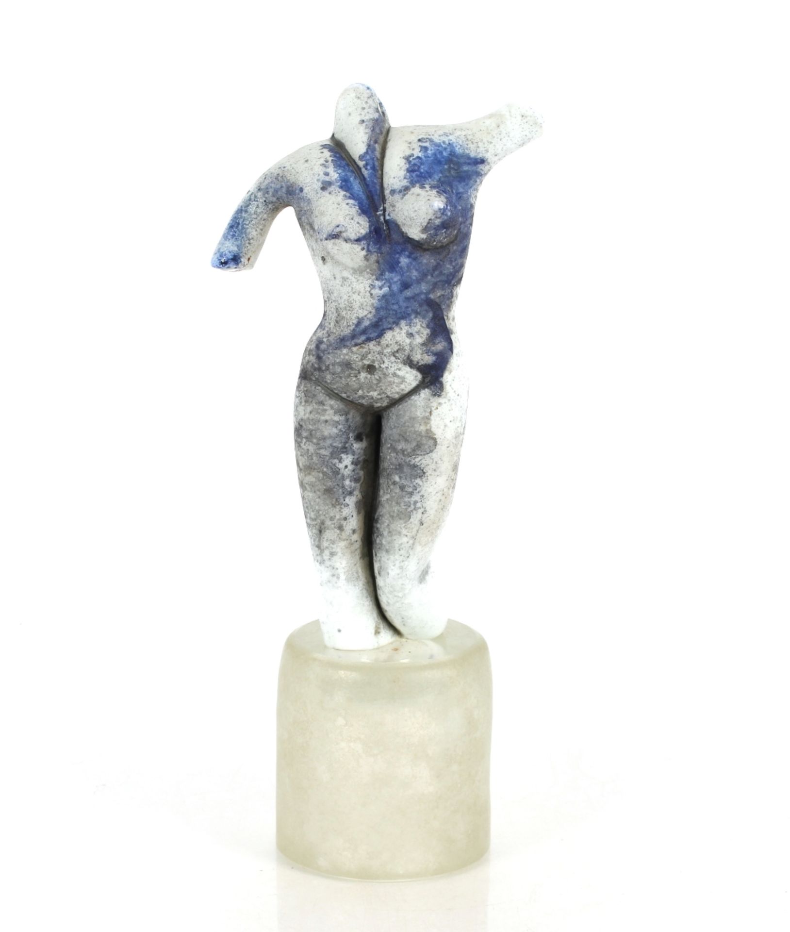A Murano Scavo glass nude sculpture, signed Rossi, 33cm high
