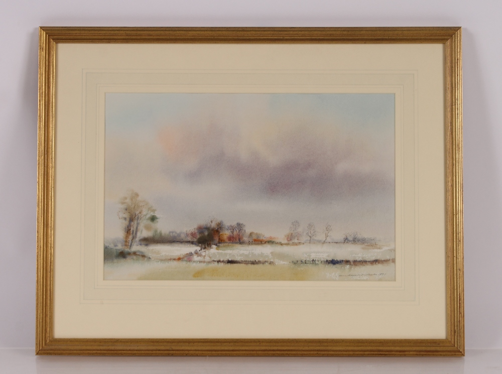 Ian Armour-Chelu,"A Light Snowfall", pencil signed watercolour dated 1971, 24.5cm x 37.5cm - Image 2 of 2