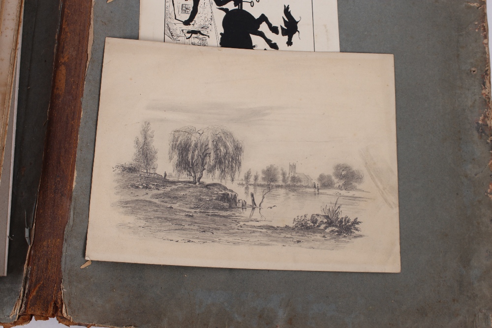 An interesting 19th Century folio containing small Norwich school oil on panel of a windmill; oil on - Image 79 of 80