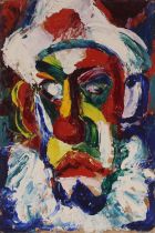 Colin Moss, "Clown", oil on board, 57cm x 39cm