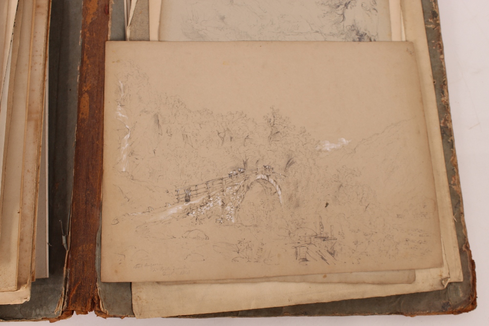 An interesting 19th Century folio containing small Norwich school oil on panel of a windmill; oil on - Image 50 of 80