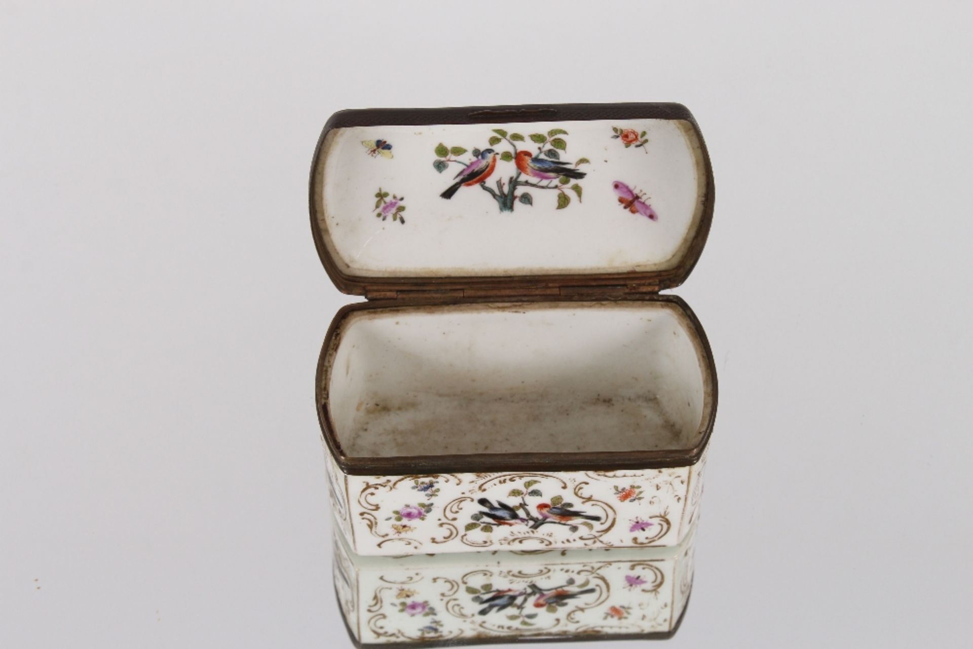 A 19th Century enamel box, with hinged lid, all over bird and flower decoration, 9cm - Image 2 of 4