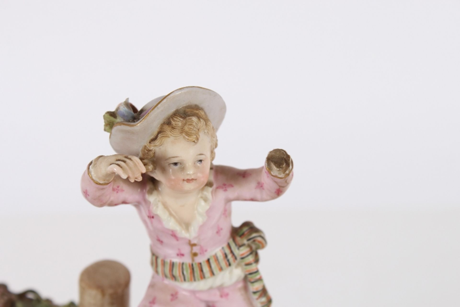 A 19th Century Meissen figure group, depicting children around a grape press, having encrusted - Image 3 of 8