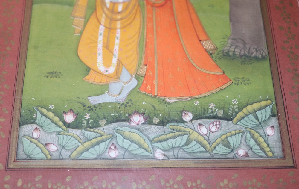 Two finely painted Indian miniatures, by B.L. Raseoot, one depicting two lovers in a landscape the - Image 8 of 16