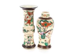 Two late 19th Century Chinese crackleware, polychr