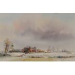 Ian Armour-Chelu,"A Light Snowfall", pencil signed watercolour dated 1971, 24.5cm x 37.5cm