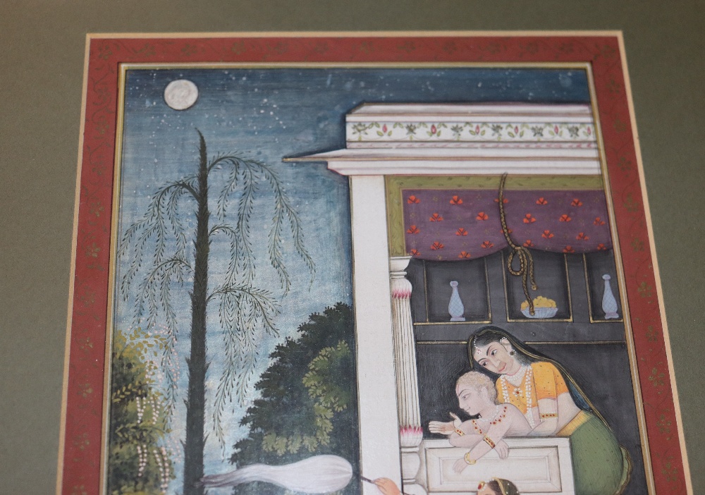 Two finely painted Indian miniatures, by B.L. Raseoot, one depicting two lovers in a landscape the - Image 3 of 16