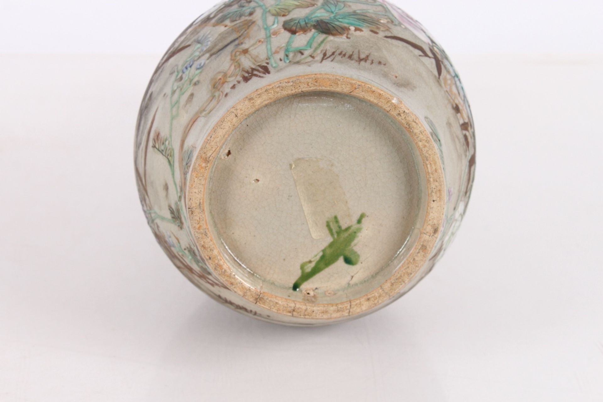 A Japanese pottery vase, decorated birds and foliage, 31cm high - Image 3 of 18