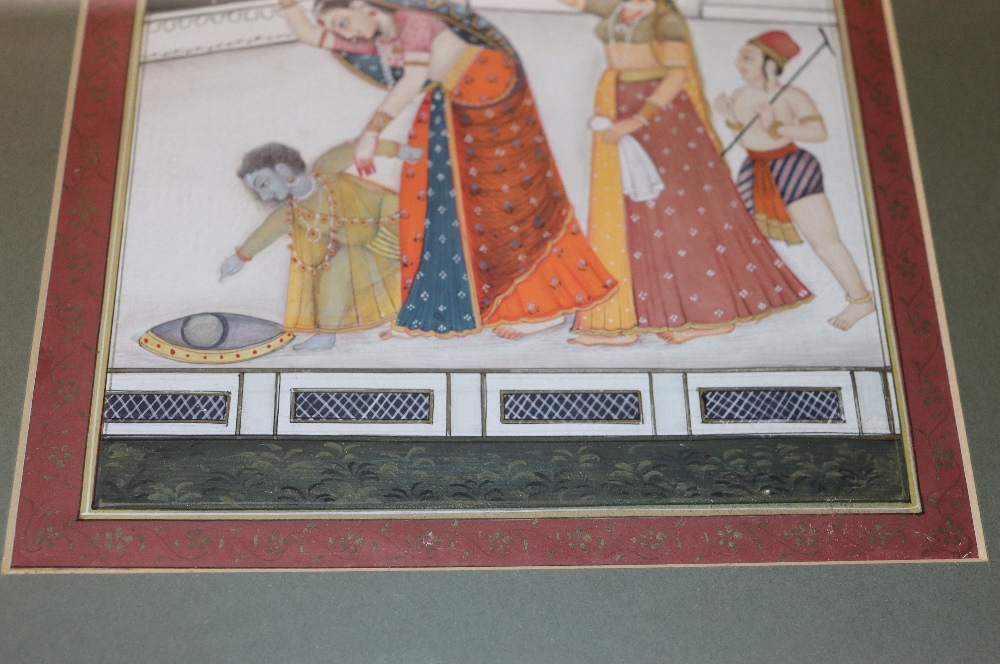 Two finely painted Indian miniatures, by B.L. Raseoot, one depicting two lovers in a landscape the - Image 5 of 16