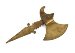 A 19th Century ceremonial brass halberd head, possibly for a West Country Friendly Society, 28cm