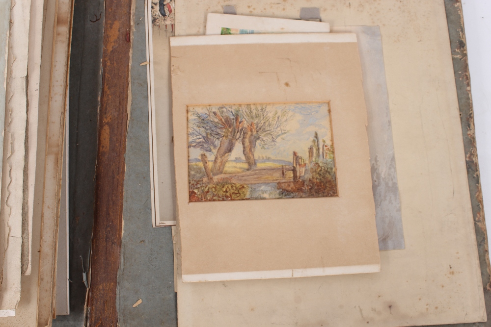 An interesting 19th Century folio containing small Norwich school oil on panel of a windmill; oil on - Image 70 of 80