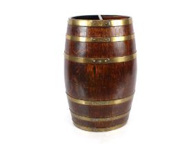 An oak coopered barrel stick stand, 62cm