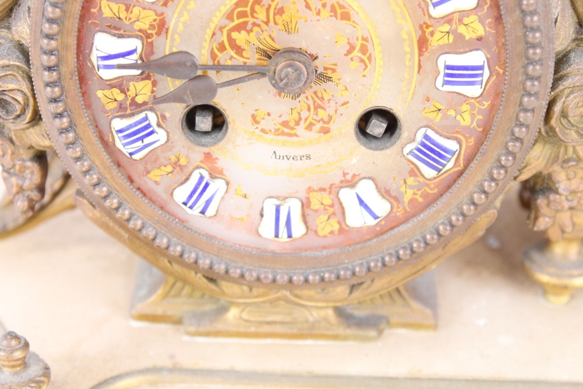 A 19th Century marble and gilt metal mantel clock, the drum shaped dial and movement surmounted by a - Image 5 of 14
