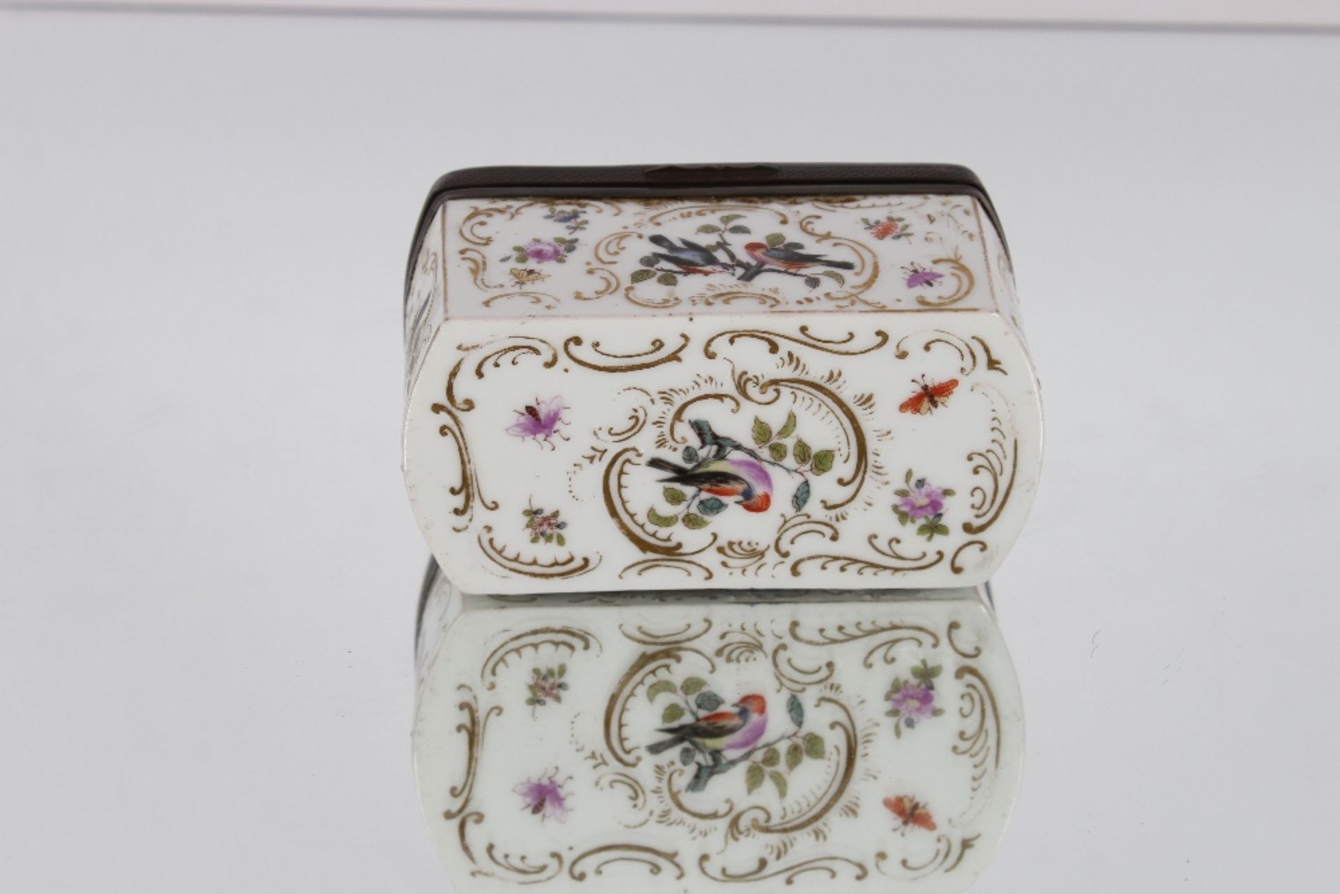 A 19th Century enamel box, with hinged lid, all over bird and flower decoration, 9cm - Image 4 of 4