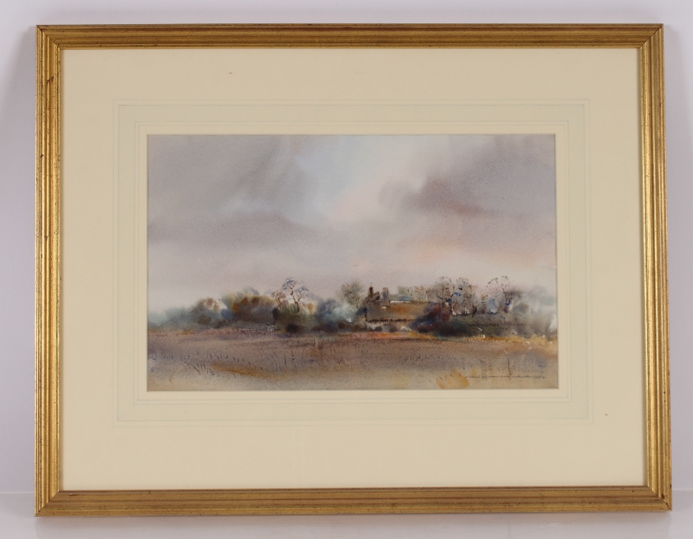 Ian Armour-Chelu, "Suffolk Farm in Winter", pencil signed watercolour dated 1972, 22.5cm x 35.5cm - Image 2 of 2