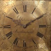 Dickerson of Framlingham, oak and elm cased long cased clock, having square brass dial and 30 hour