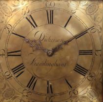Dickerson of Framlingham, oak and elm cased long cased clock, having square brass dial and 30 hour