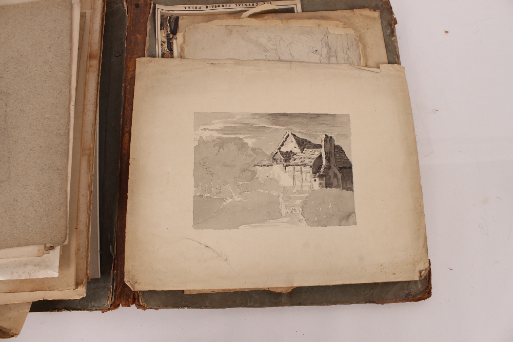 An interesting 19th Century folio containing small Norwich school oil on panel of a windmill; oil on - Image 55 of 80