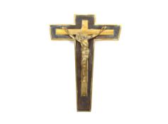 A modernist design brass crucifix, 34cm