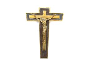 A modernist design brass crucifix, 34cm