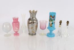 A collection of various 19th Century and later opaque glass vases and goblets; and a pair of 20th