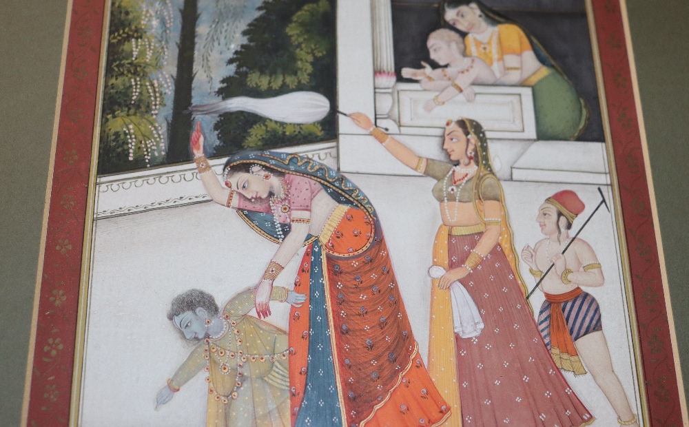 Two finely painted Indian miniatures, by B.L. Raseoot, one depicting two lovers in a landscape the - Image 4 of 16