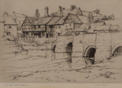 E. Willis Page, pencil signed etching "King John's Bridge, Tewkesbury"