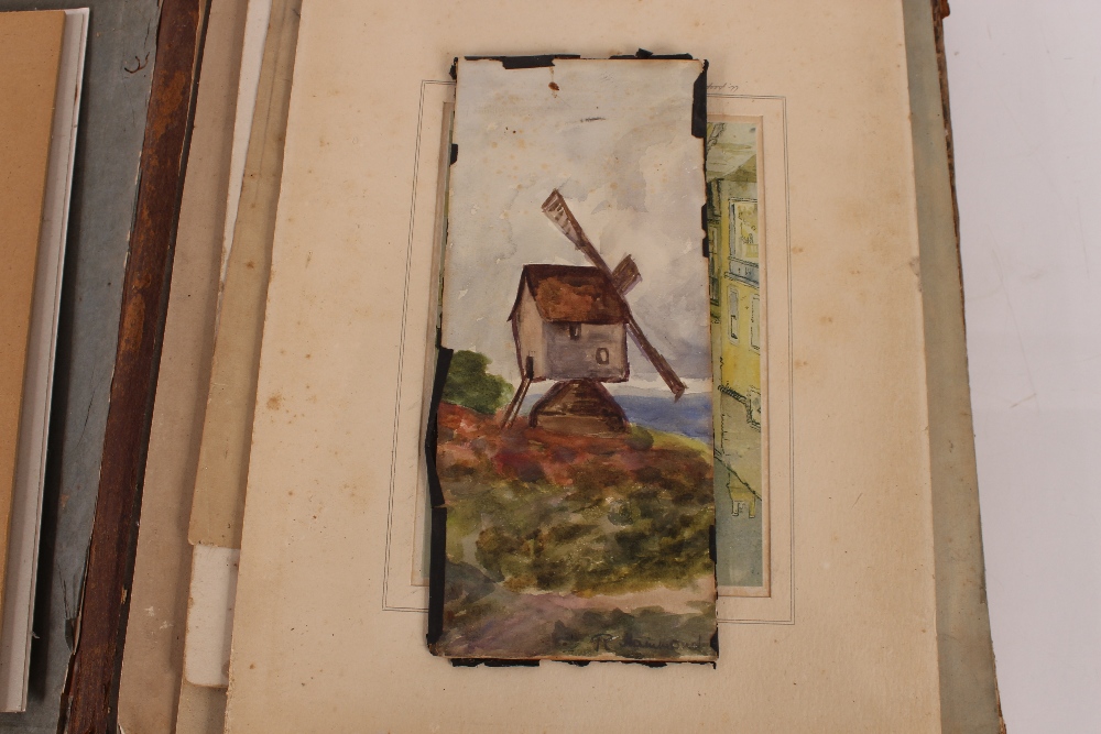 An interesting 19th Century folio containing small Norwich school oil on panel of a windmill; oil on - Image 9 of 80