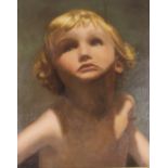 Higgins, study of a young child, unsigned oil on canvas, 55cm x 41cm (restored and re-lined)
