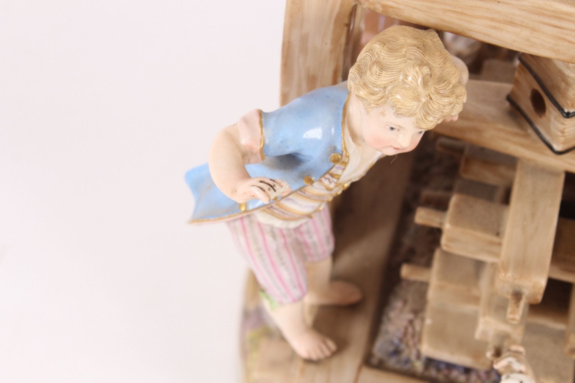 A 19th Century Meissen figure group, depicting children around a grape press, having encrusted - Image 5 of 8