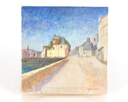 John Bawtree, "Honfleur", signed oil on board, 20cmx 20cm, unframed