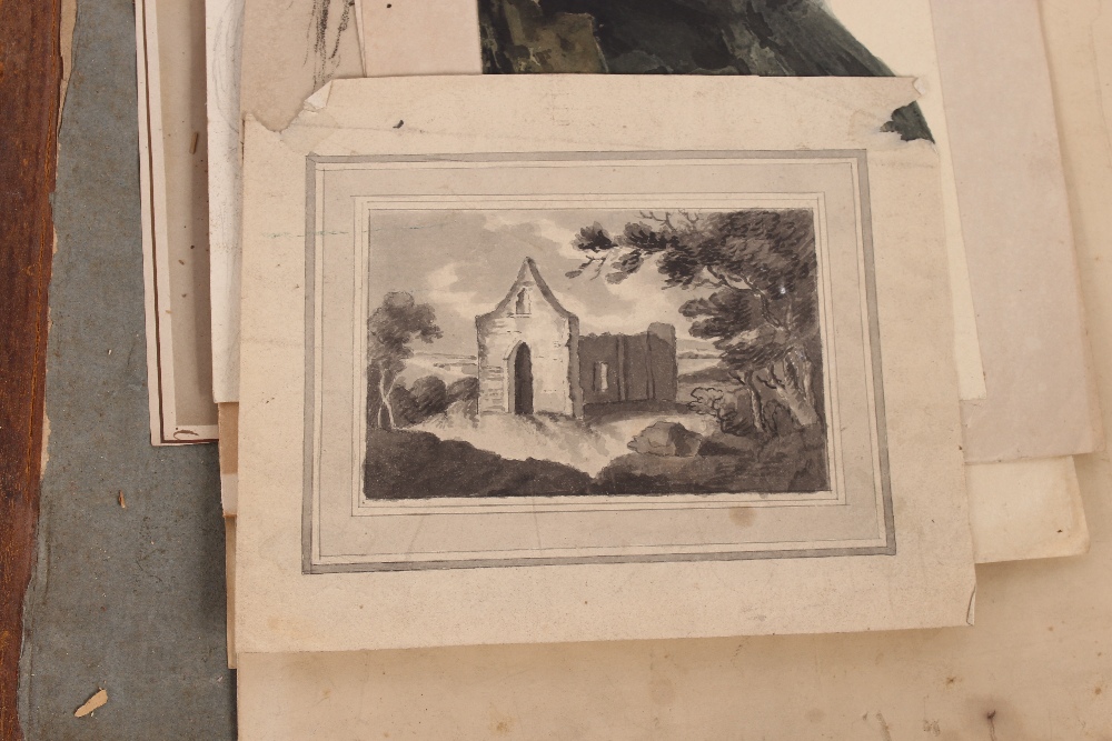 An interesting 19th Century folio containing small Norwich school oil on panel of a windmill; oil on - Image 61 of 80