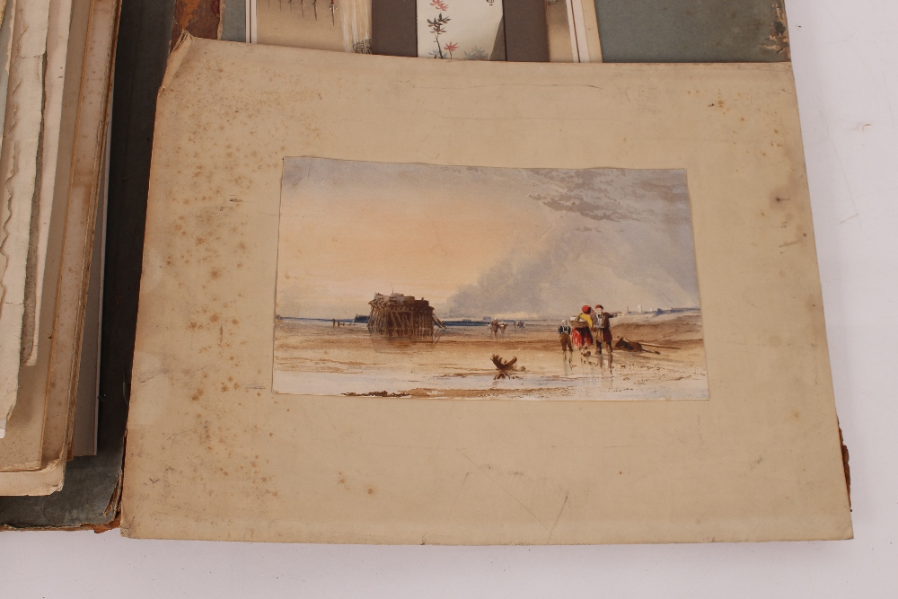 An interesting 19th Century folio containing small Norwich school oil on panel of a windmill; oil on - Image 73 of 80