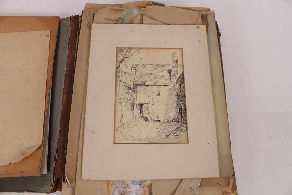 An interesting 19th Century folio containing small Norwich school oil on panel of a windmill; oil on - Image 12 of 80