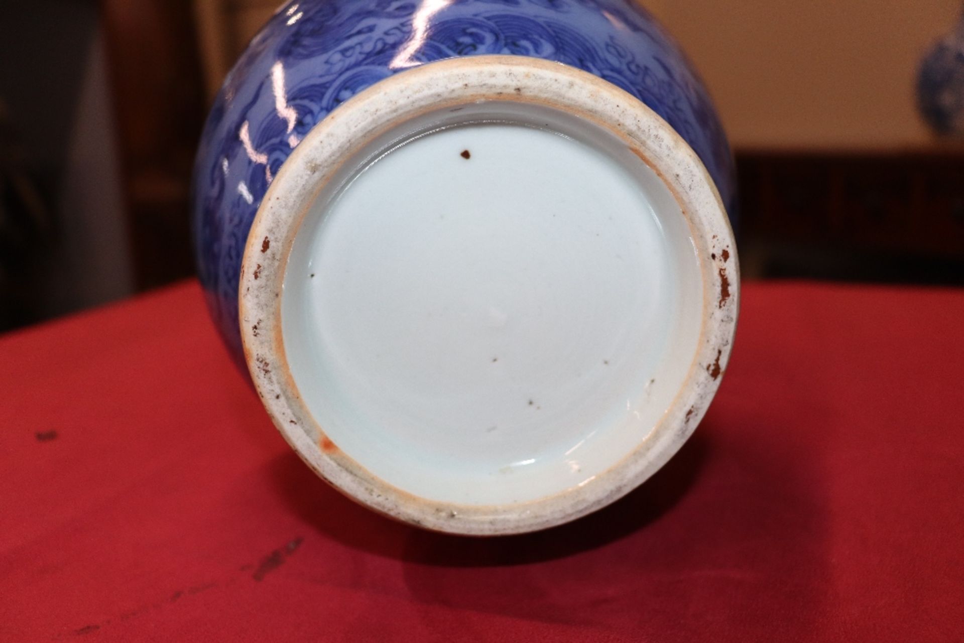 A 19th Century Chinese blue glazed baluster vase, decorated Dogs of Fo, flaming pearls and - Image 15 of 20