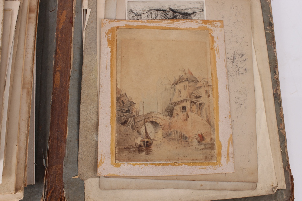 An interesting 19th Century folio containing small Norwich school oil on panel of a windmill; oil on - Image 48 of 80