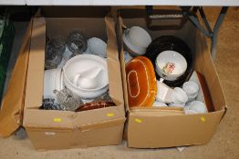 Two boxes of various sundry glass and china