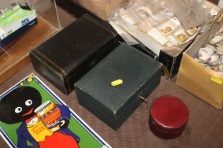 Two Victorian jewellery boxes and another