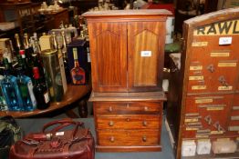 A mahogany apprentice piece linen press