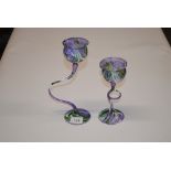 Two Peter John Art Glass candle holders