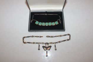 A Damascene necklace; and an enamelled copper neck